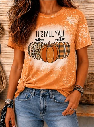 Vintage Text Letters Crew Neck Short Sleeve T shirt