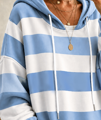 Casual Hoodie Striped Hoodie - Image 3