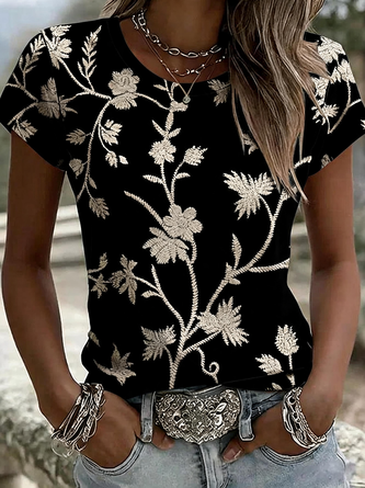 Vintage 3D Printing Crew Neck Short Sleeve T-shirt - Image 2