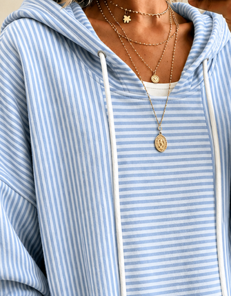 Casual Hoodie Striped Hoodie - Image 3