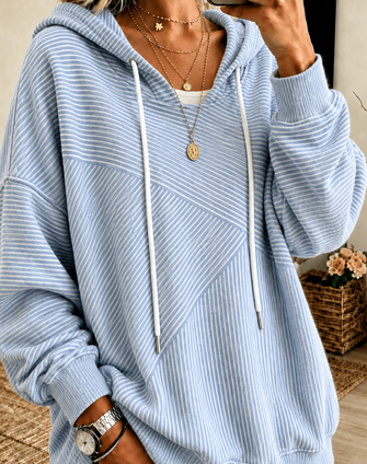 Casual Hoodie Striped Hoodie - Image 3