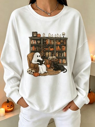 Casual Crew Neck Cartoon Sweatshirt - Image 2