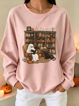Casual Crew Neck Cartoon Sweatshirt - Image 5