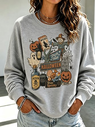 Casual Crew Neck Cartoon Sweatshirt - Image 8