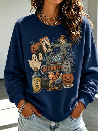 Casual Crew Neck Cartoon Sweatshirt - Image 10
