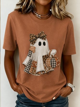 Casual Cartoon Crew Neck Short Sleeve T-shirt