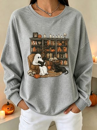 Casual Crew Neck Cartoon Sweatshirt - Image 3