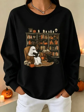 Casual Crew Neck Cartoon Sweatshirt - Image 4