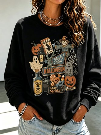 Casual Crew Neck Cartoon Sweatshirt - Image 9