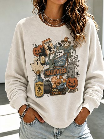 Casual Crew Neck Cartoon Sweatshirt - Image 7