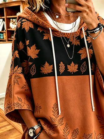 Casual Hoodie Maple Leaf Hoodie Printing - Image 2