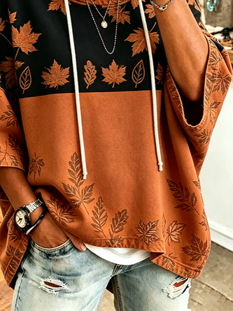 Casual Hoodie Maple Leaf Hoodie Printing - Image 3