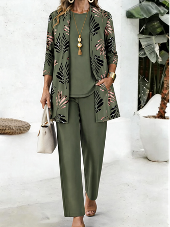 Women Leaf Matching Outfit Daily Long Sleeve Casual Spring/Fall Multi-Piece Set Matching Set 3 Women Leaf Matching Outfit Daily Long Sleeve Casual Spring/Fall Multi-Piece Set Matching Set - Image 3