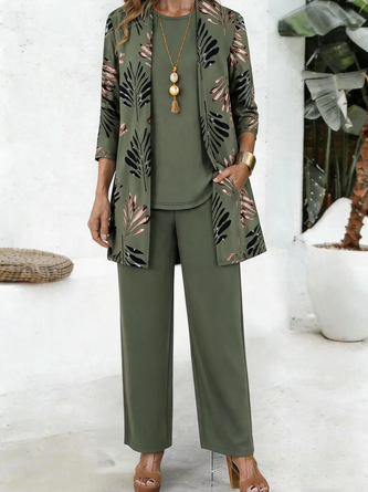 Women Leaf Matching Outfit Daily Long Sleeve Casual Spring/Fall Multi-Piece Set Matching Set 2 Women Leaf Matching Outfit Daily Long Sleeve Casual Spring/Fall Multi-Piece Set Matching Set - Image 2