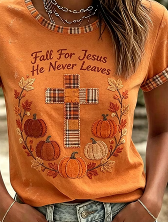 Vintage Plaid Crew Neck Short Sleeve T-shirt - Image 2