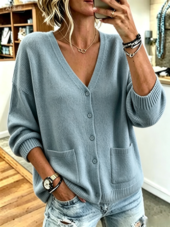 Women Plain Long Sleeve Comfy Casual Sweater - Image 2