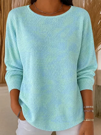 Casual Ombre Crew Neck Long Sleeve T-shirt
