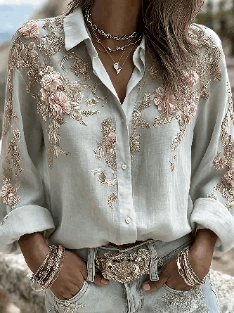 Women's Elegant Floral Print Long Sleeve Shirt Romantic Vintage Blouse 7 Women's Elegant Floral Print Long Sleeve Shirt Romantic Vintage Blouse - Image 7