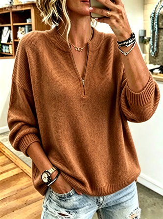 Women Plain Long Sleeve Comfy Casual Sweater - Image 5
