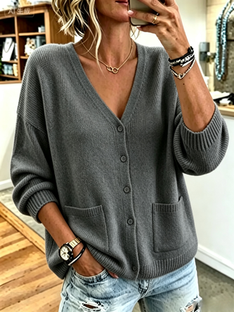 Women Plain Long Sleeve Comfy Casual Sweater - Image 3