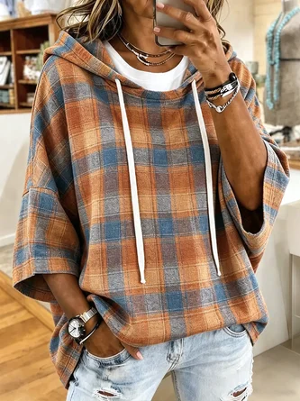 Casual Hoodie Plaid Hoodie