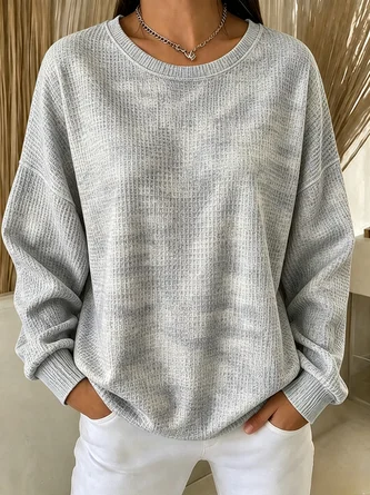 Casual Crew Neck Ombre Sweatshirt - Image 4