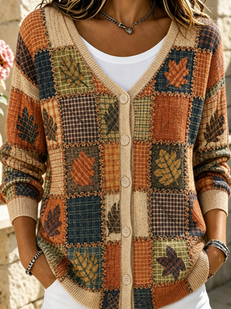 Women Leaf Long Sleeve Comfy Casual Cardigan - Image 2