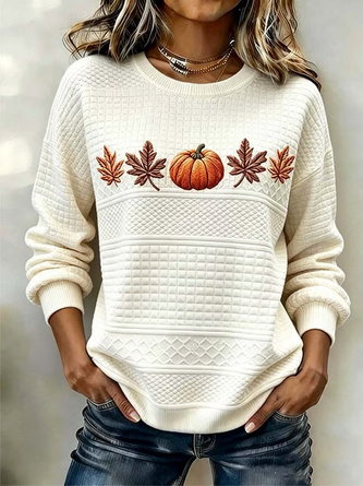 Casual Crew Neck Maple Leaf Sweatshirt Printing 2 Casual Crew Neck Maple Leaf Sweatshirt Printing - Image 2