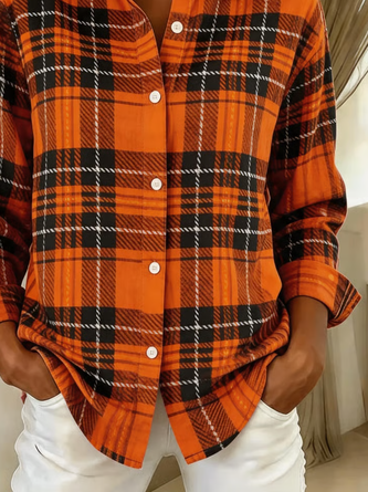 Shirt Collar Regular Sleeve Long Sleeve Plaid Buckle Regular Loose Button Up Shirt Shirt For Women 6 Shirt Collar Regular Sleeve Long Sleeve Plaid Buckle Regular Loose Button Up Shirt Shirt For Women - Image 6