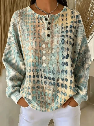 Casual Crew Neck Abstract Sweatshirt Printing