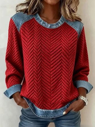 Vintage Abstract Stripes Crew Neck Long Sleeve Sweatshirt