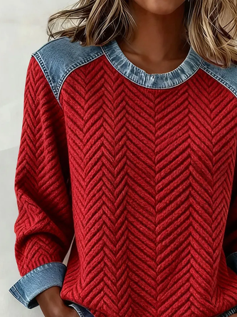 Vintage Abstract Stripes Crew Neck Long Sleeve Sweatshirt - Image 9