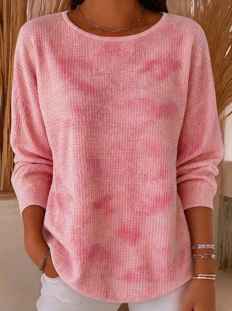 Casual Ombre Crew Neck Long Sleeve T-shirt - Image 2