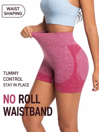 Seamless High Waist Biker Shorts Tummy Control No Roll Waistband Workout Shorts Butt Lifting Yoga Shorts