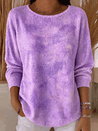 Casual Ombre Crew Neck Long Sleeve T-shirt - Image 5