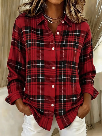 Shirt Collar Regular Sleeve Long Sleeve Plaid Buckle Regular Loose Button Up Shirt Shirt For Women 2 Shirt Collar Regular Sleeve Long Sleeve Plaid Buckle Regular Loose Button Up Shirt Shirt For Women - Image 2