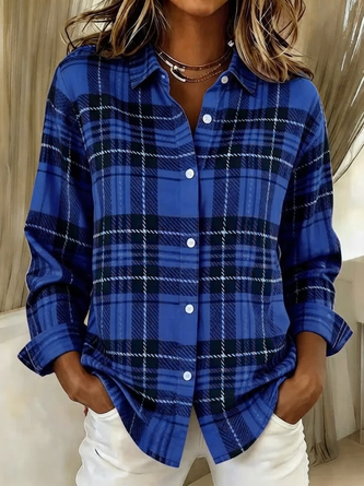 Shirt Collar Regular Sleeve Long Sleeve Plaid Buckle Regular Loose Button Up Shirt Shirt For Women 3 Shirt Collar Regular Sleeve Long Sleeve Plaid Buckle Regular Loose Button Up Shirt Shirt For Women - Image 3