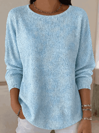 Casual Ombre Crew Neck Long Sleeve T-shirt - Image 4