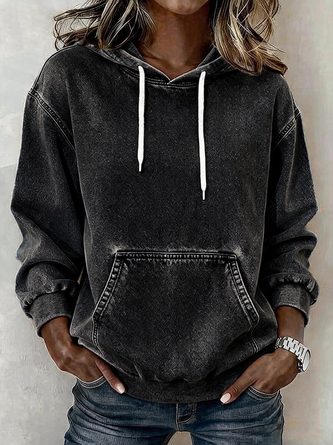 Vintage Plain Hoodie Long Sleeve Hoodie - Image 3