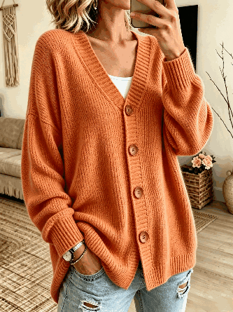 Women Plain Long Sleeve Comfy Casual Cardigan - Image 4