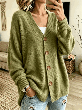 Women Plain Long Sleeve Comfy Casual Cardigan - Image 8