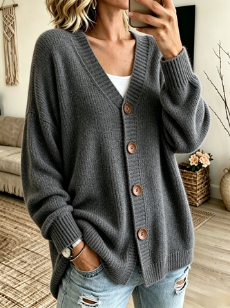 Women Plain Long Sleeve Comfy Casual Cardigan - Image 6