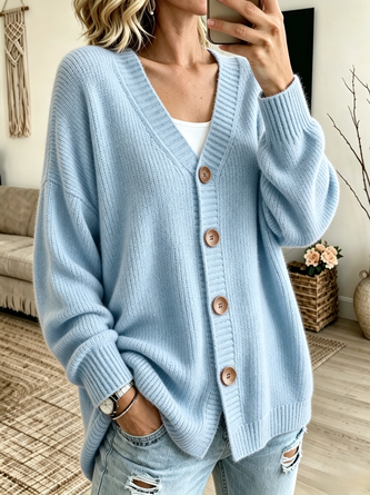 Women Plain Long Sleeve Comfy Casual Cardigan - Image 2