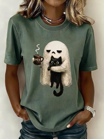 Casual Cartoon Crew Neck Short Sleeve T-shirt - Image 2