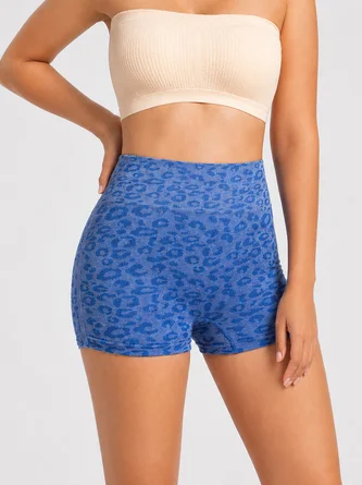Leopard Print High Waisted Workout Shorts Seamless Tummy Control Comfortable Gym Yoga Shorts