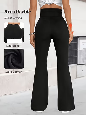 Women's High-Waist Tummy Control Bootcut Leggings Crossover V-Waist Flared Yoga Pants - Image 3