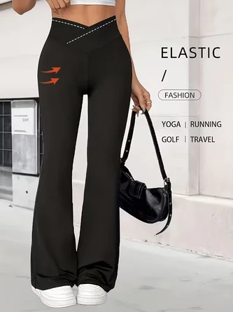 Women's High-Waist Tummy Control Bootcut Leggings Crossover V-Waist Flared Yoga Pants