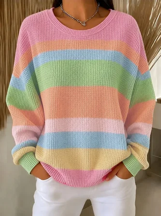 Casual Striped Crew Neck Long Sleeve Sweatshirt 1 Casual Striped Crew Neck Long Sleeve Sweatshirt