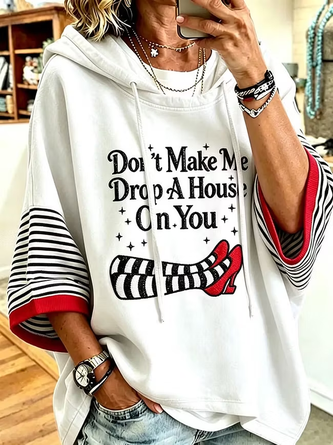 Casual Text Letters Hoodie Half Sleeve Hoodie - Image 2
