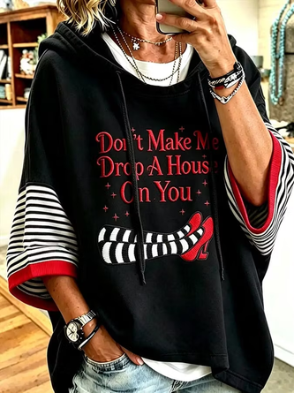 Casual Text Letters Hoodie Half Sleeve Hoodie